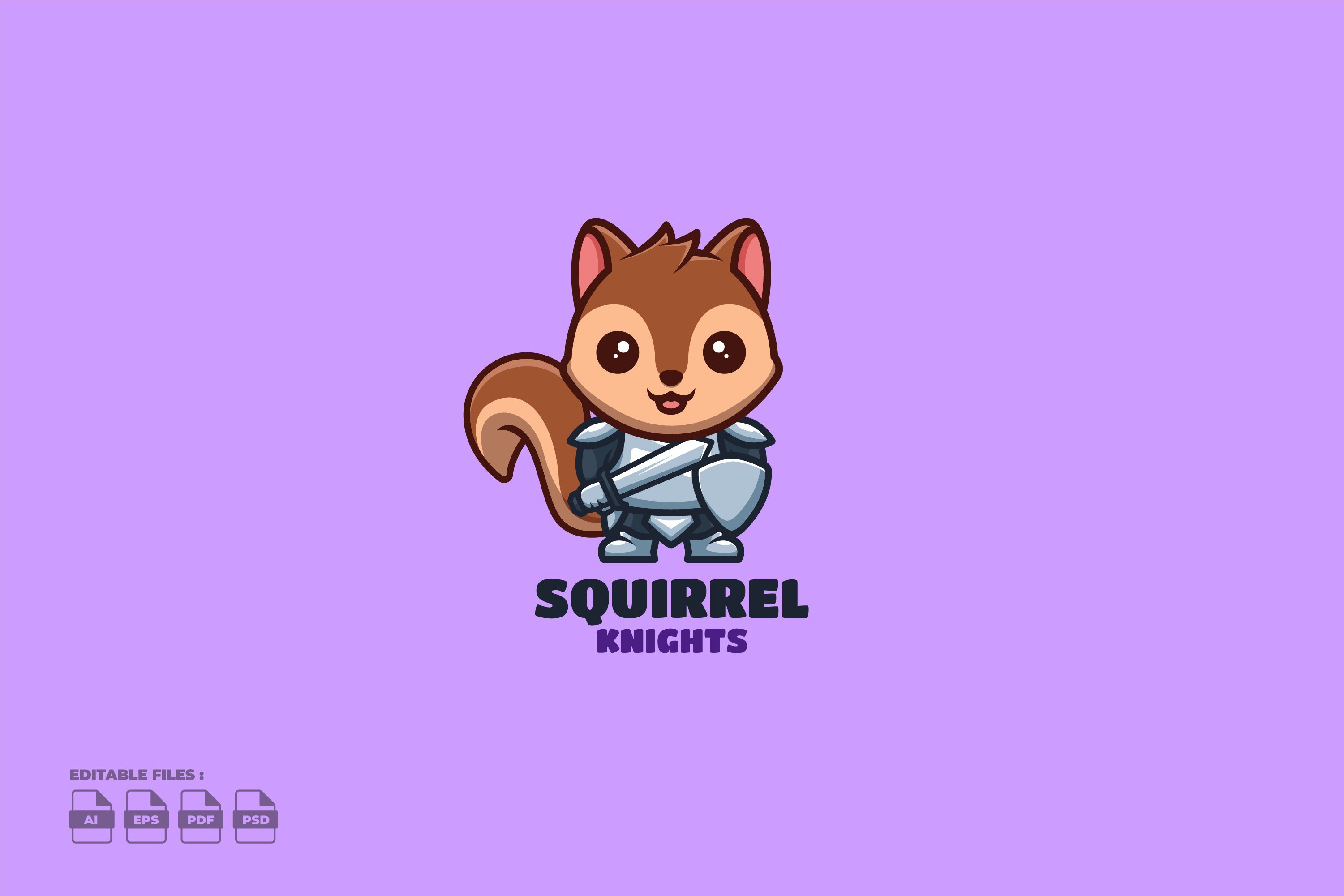 Knight Squirrel Cute Mascot Logo cover image.