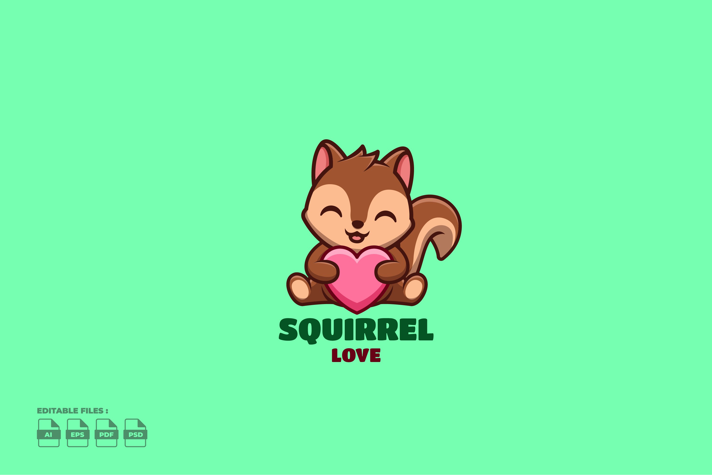 Love Squirrel Cute Mascot Logo cover image.