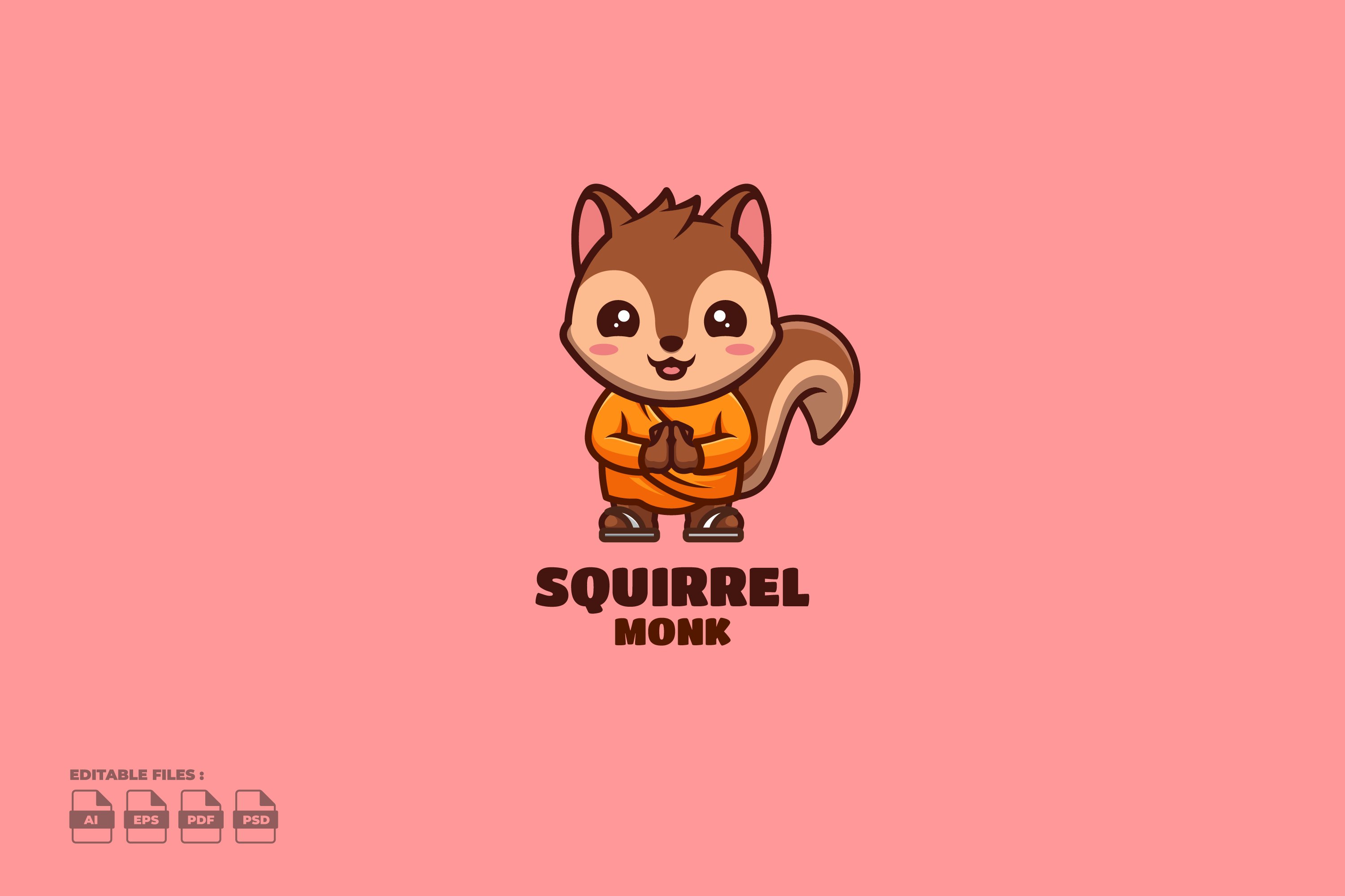 Monk Squirrel Cute Mascot Logo cover image.