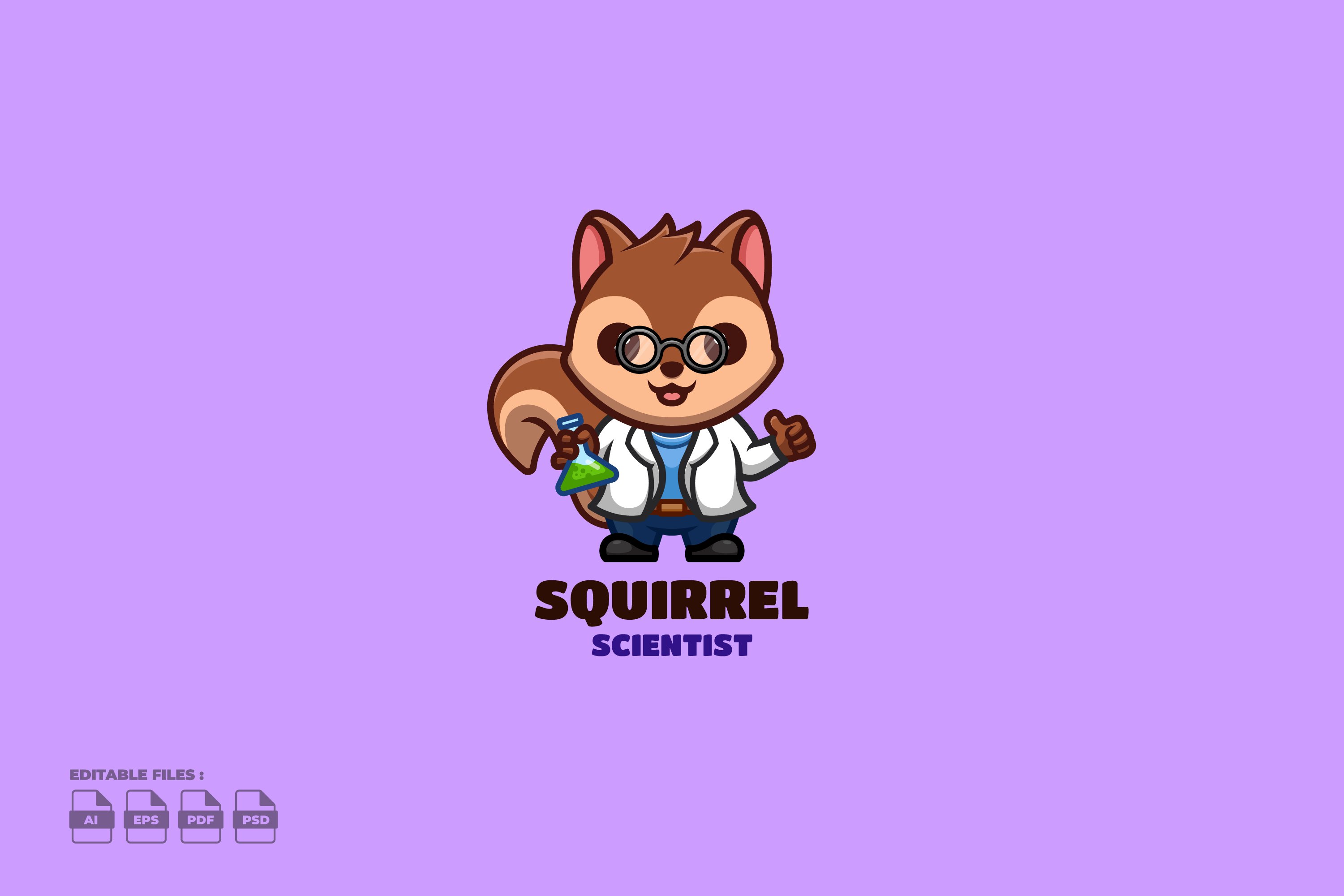 Scientist Squirrel Cute Mascot Logo cover image.