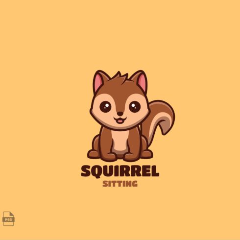 Sitting Squirrel Cute Mascot Logo cover image.