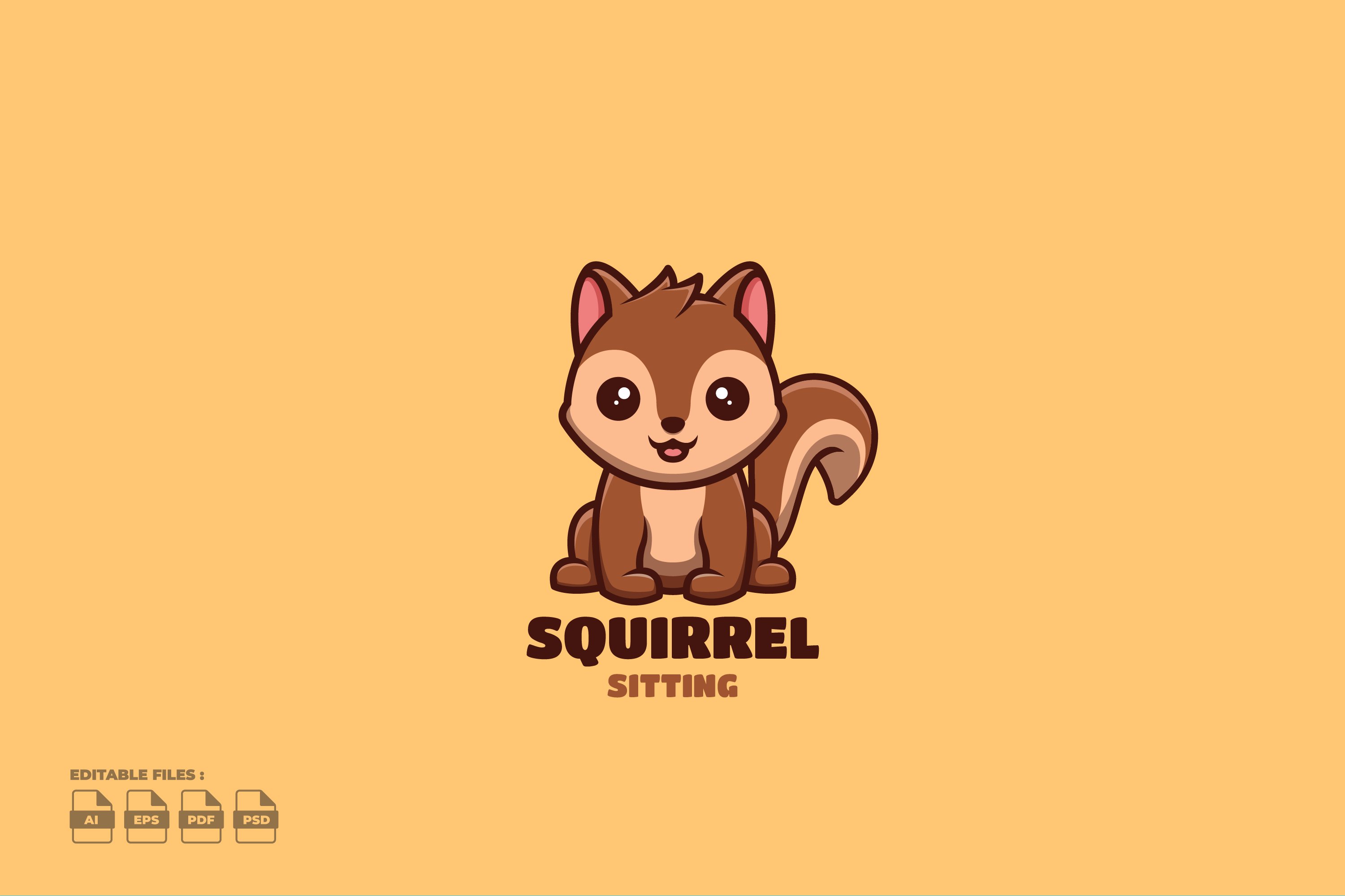 Sitting Squirrel Cute Mascot Logo cover image.