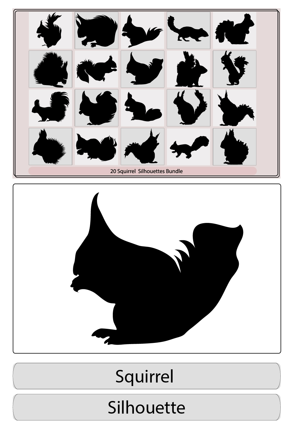 squirrels silhouette vector illustration pinterest preview image.