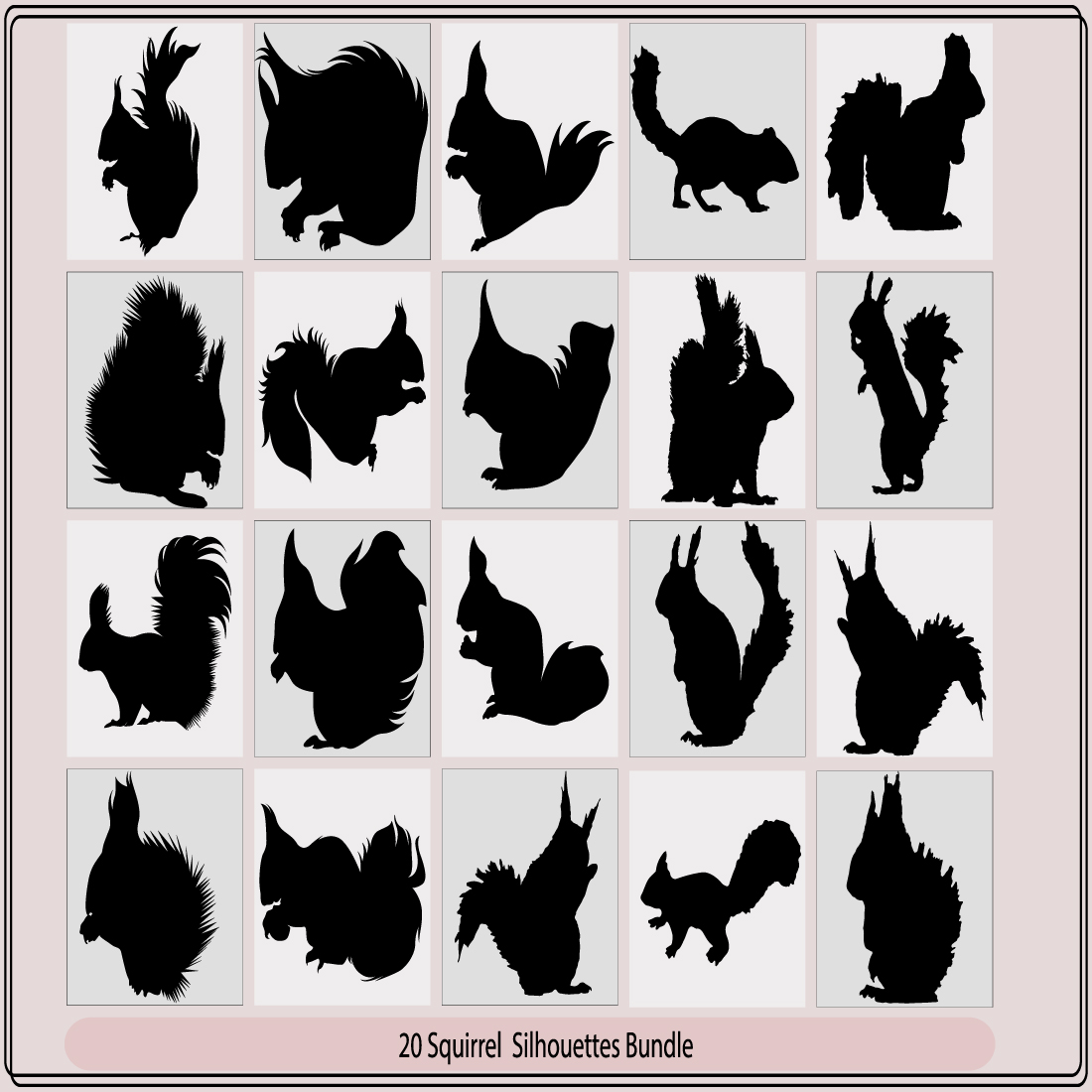 squirrels silhouette vector illustration preview image.