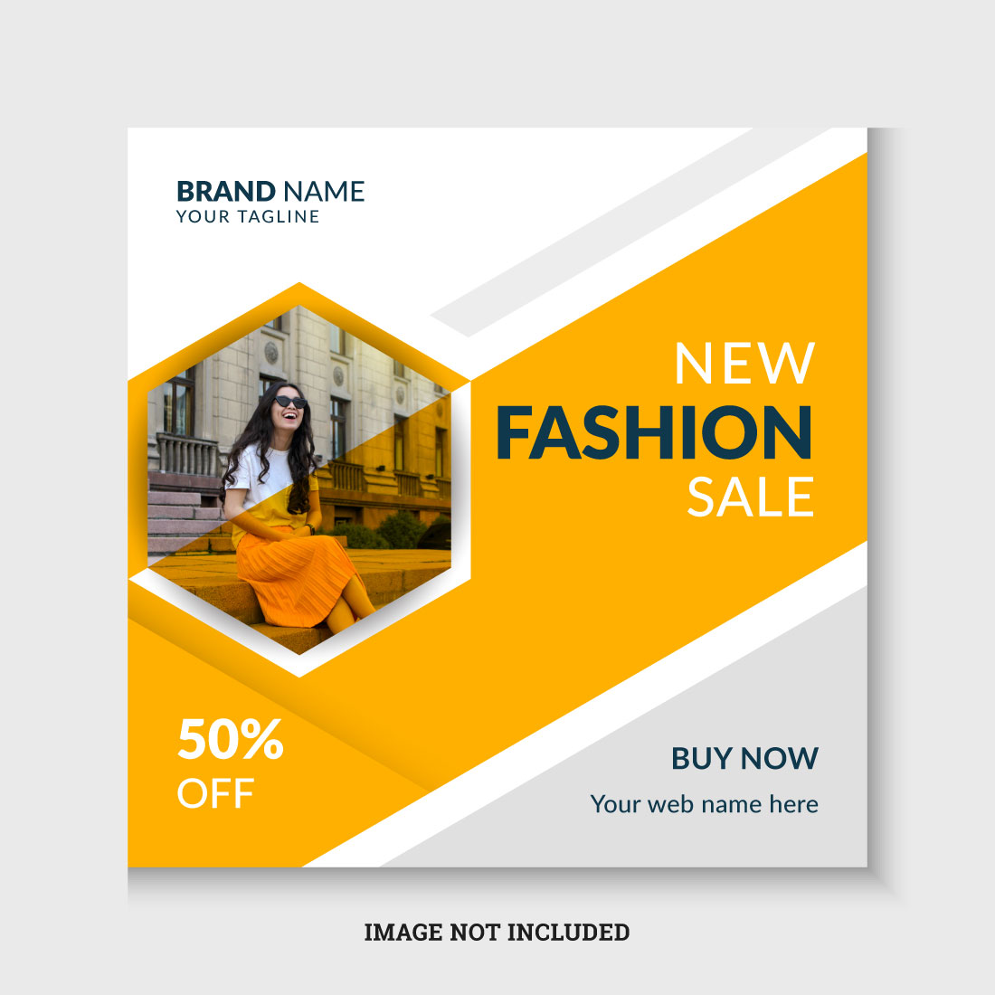 Fashion sale social media post and web banner design template cover image.