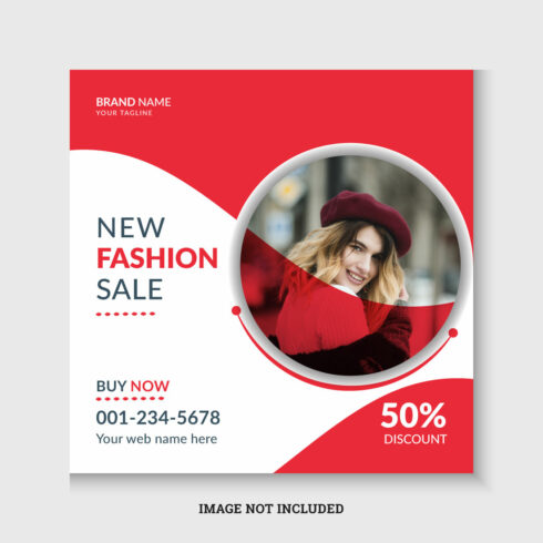 Modern fashion sale social media post and web banner design template cover image.