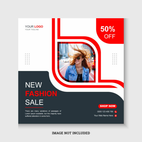 Modern fashion sale social media post and web banner design template cover image.