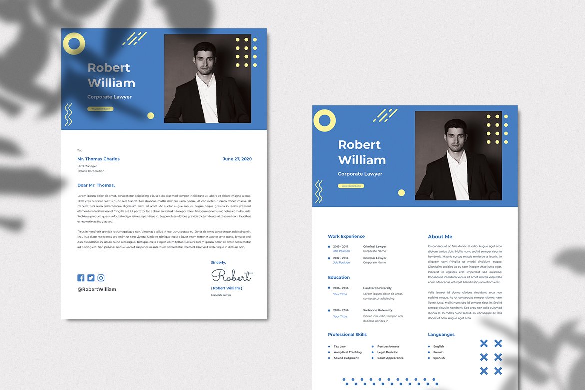Lawyer CV Resume preview image.