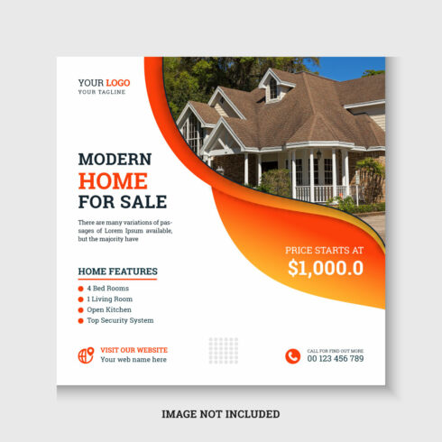 Real estate post or social media banner design template cover image.