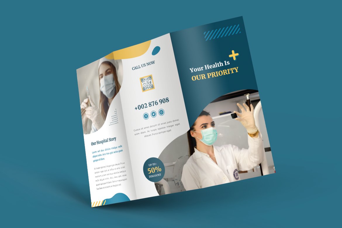 Medical Healthcare Trifold Brochure preview image.