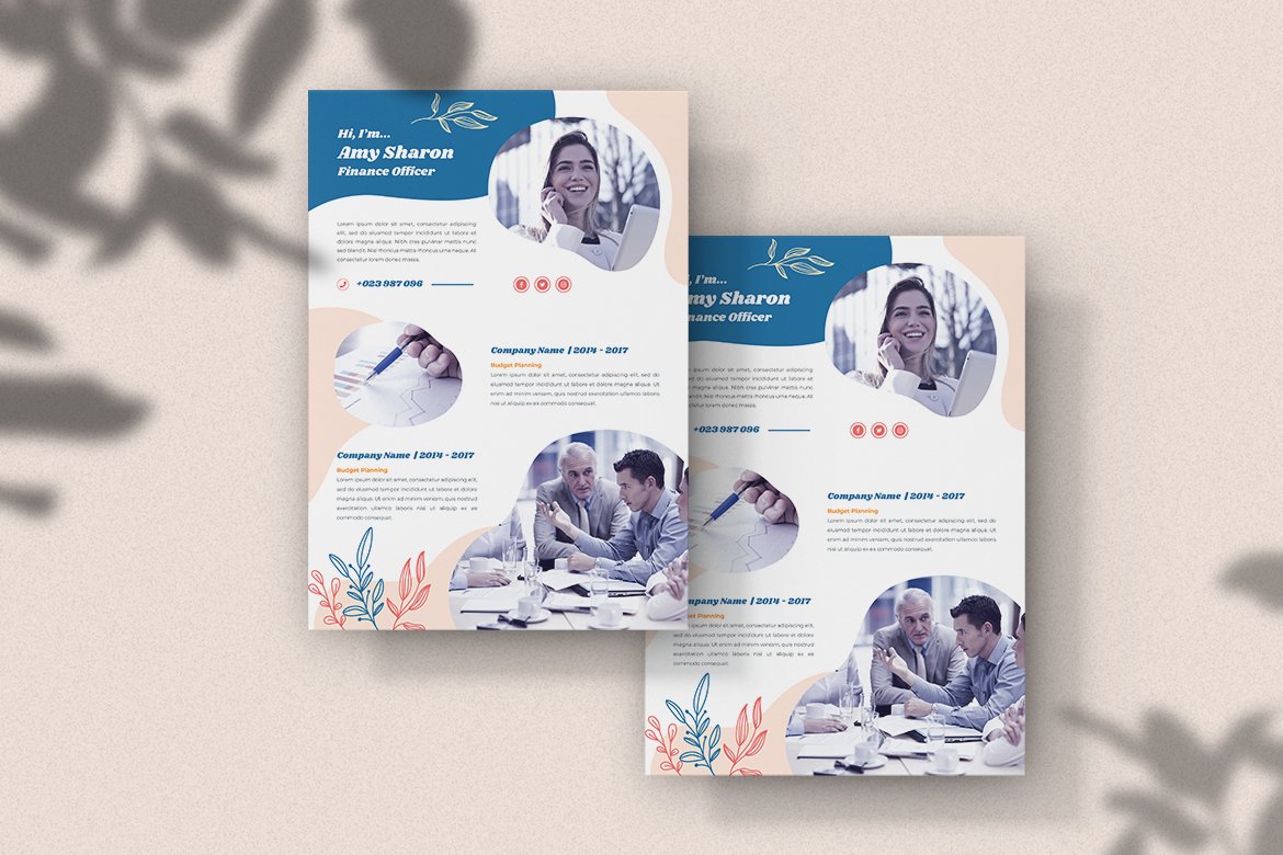 Brochure with two people sitting at a table.