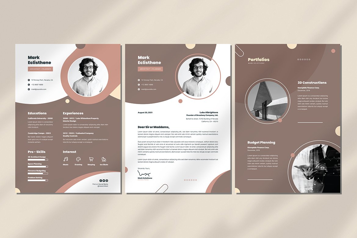 Architect CV Resume preview image.