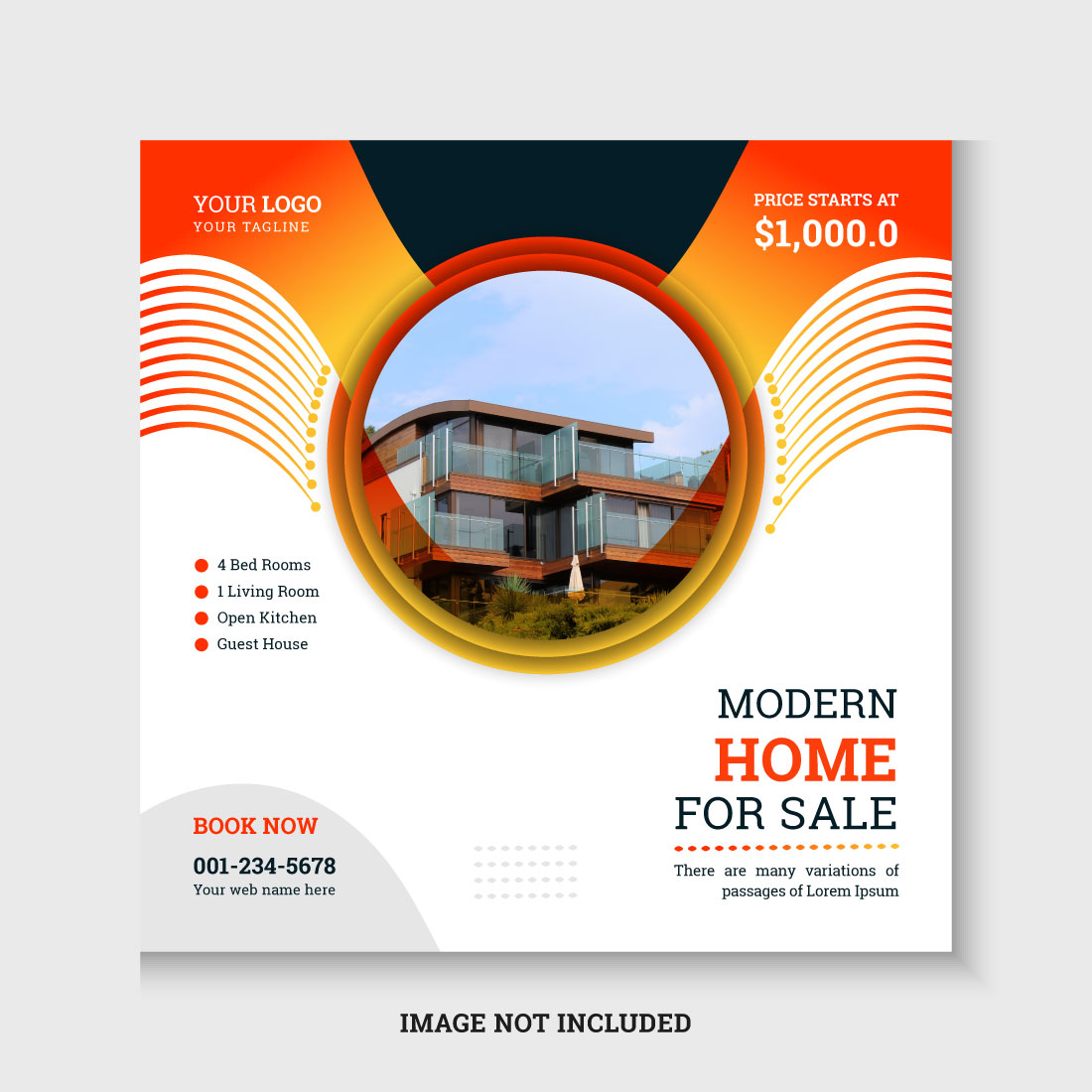 Real estate post or social media banner design template cover image.