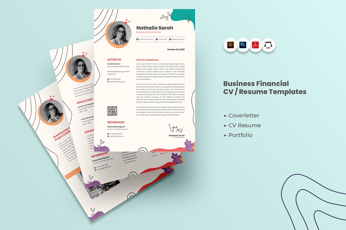 Business Financial CV Resume preview image.