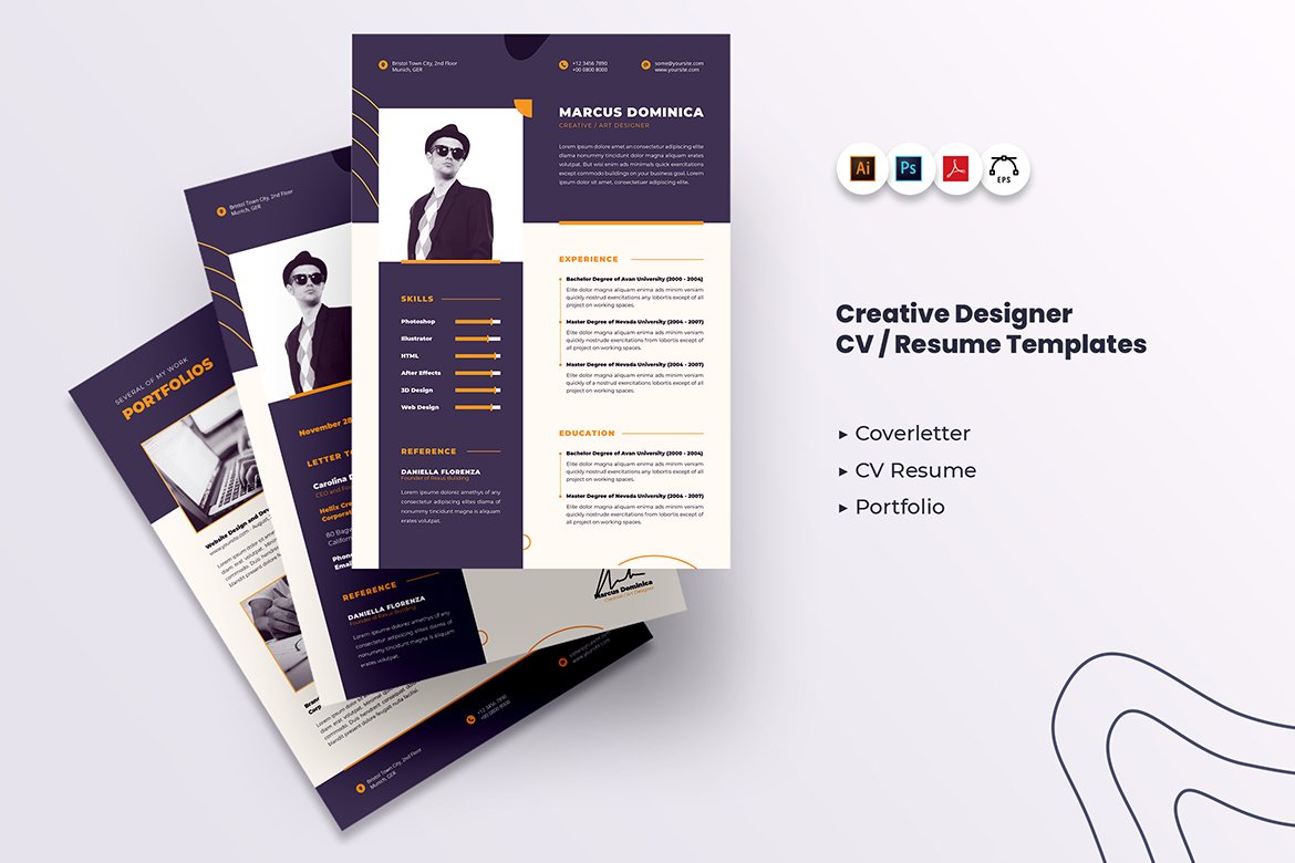 Creative Designer CV Resume preview image.