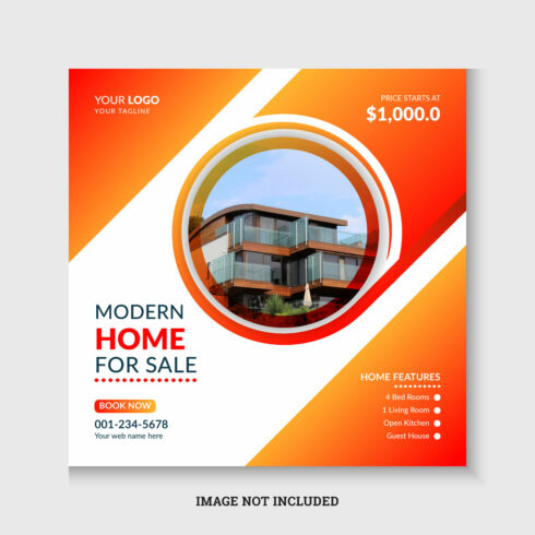 Real estate house property social media post and instagram banner design template cover image.