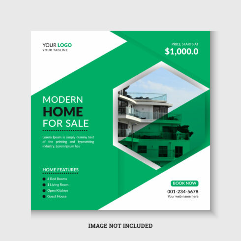 Real estate house property social media post and instagram banner design cover image.