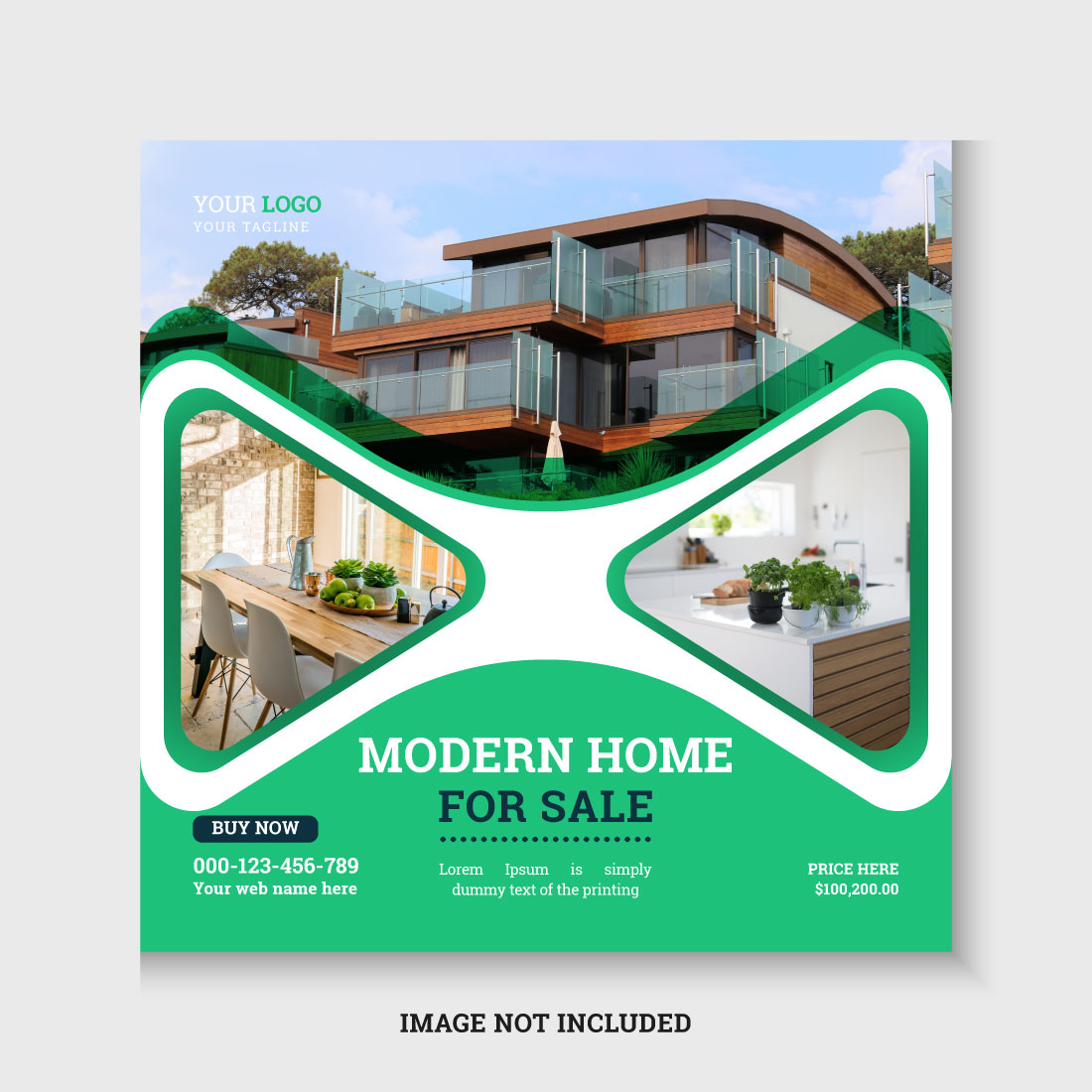 Real estate agency social media post and instagram post template cover image.