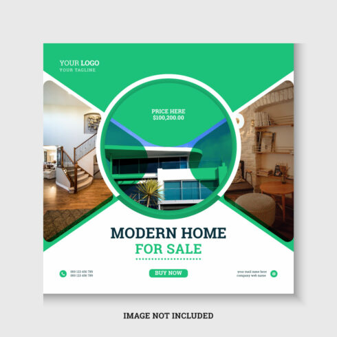 Real estate agency social media post and instagram post template cover image.
