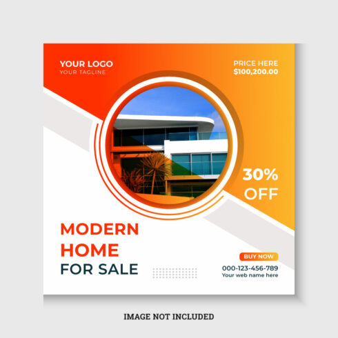 Modern and creative real estate agency social media post design template cover image.