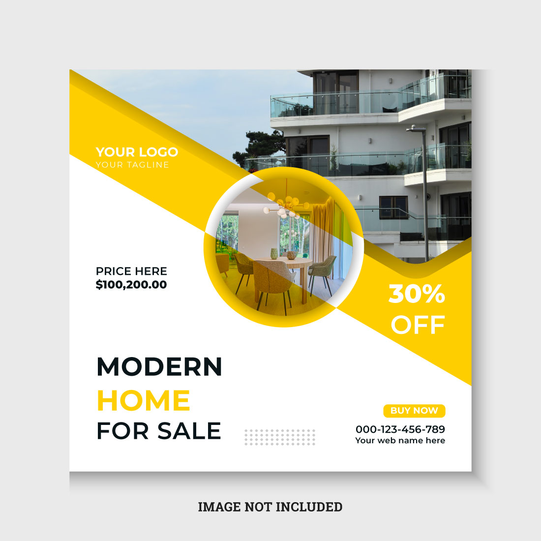 Modern and creative real estate agency social media post cover image.