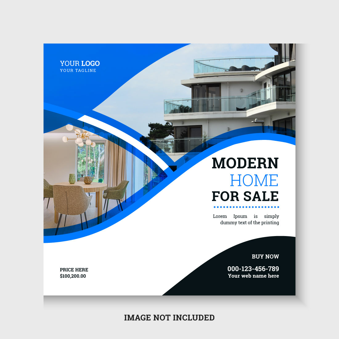 Modern real estate social media post or banner template cover image.