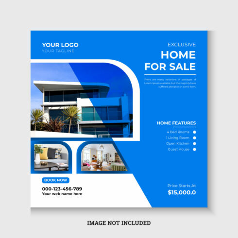 Modern and creative real estate social media post or banner template cover image.