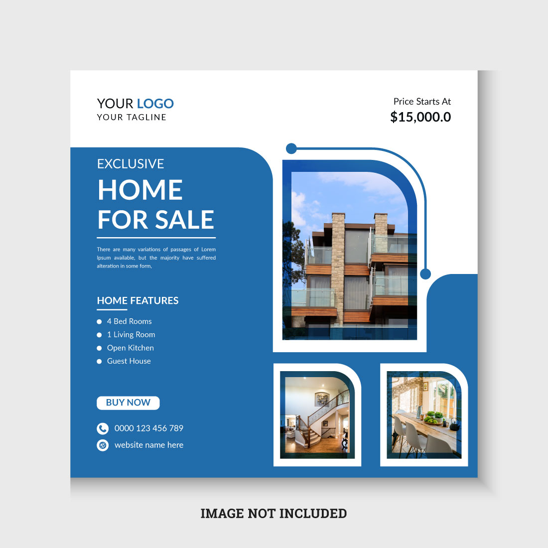 Modern and creative real estate social media post or banner template cover image.