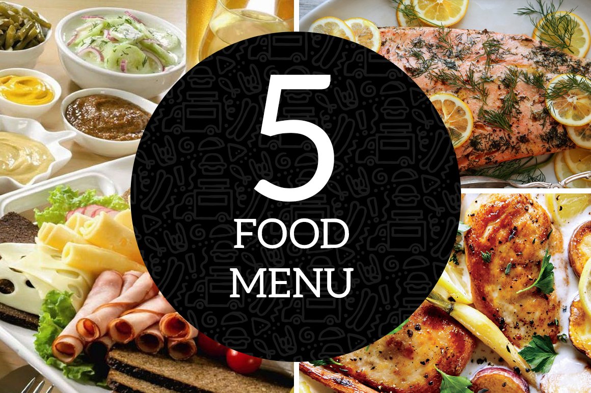 5 Classy Food Menu Template cover image.