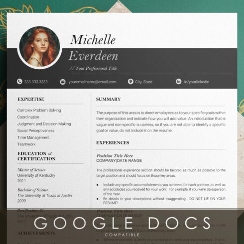 Resume/CV Google Docs + BONUSES cover image.