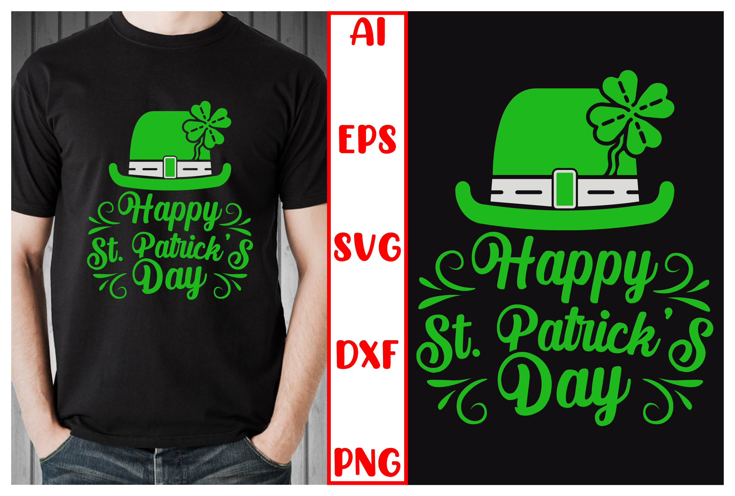 St patrick's day t - shirt with a shamrock hat.