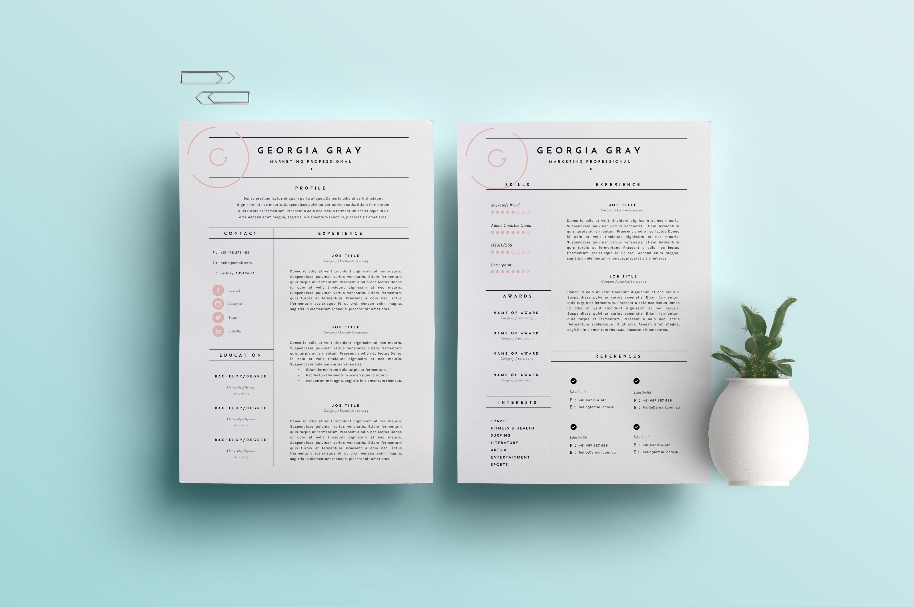 Resume Template 3 Page | CV Template preview image.