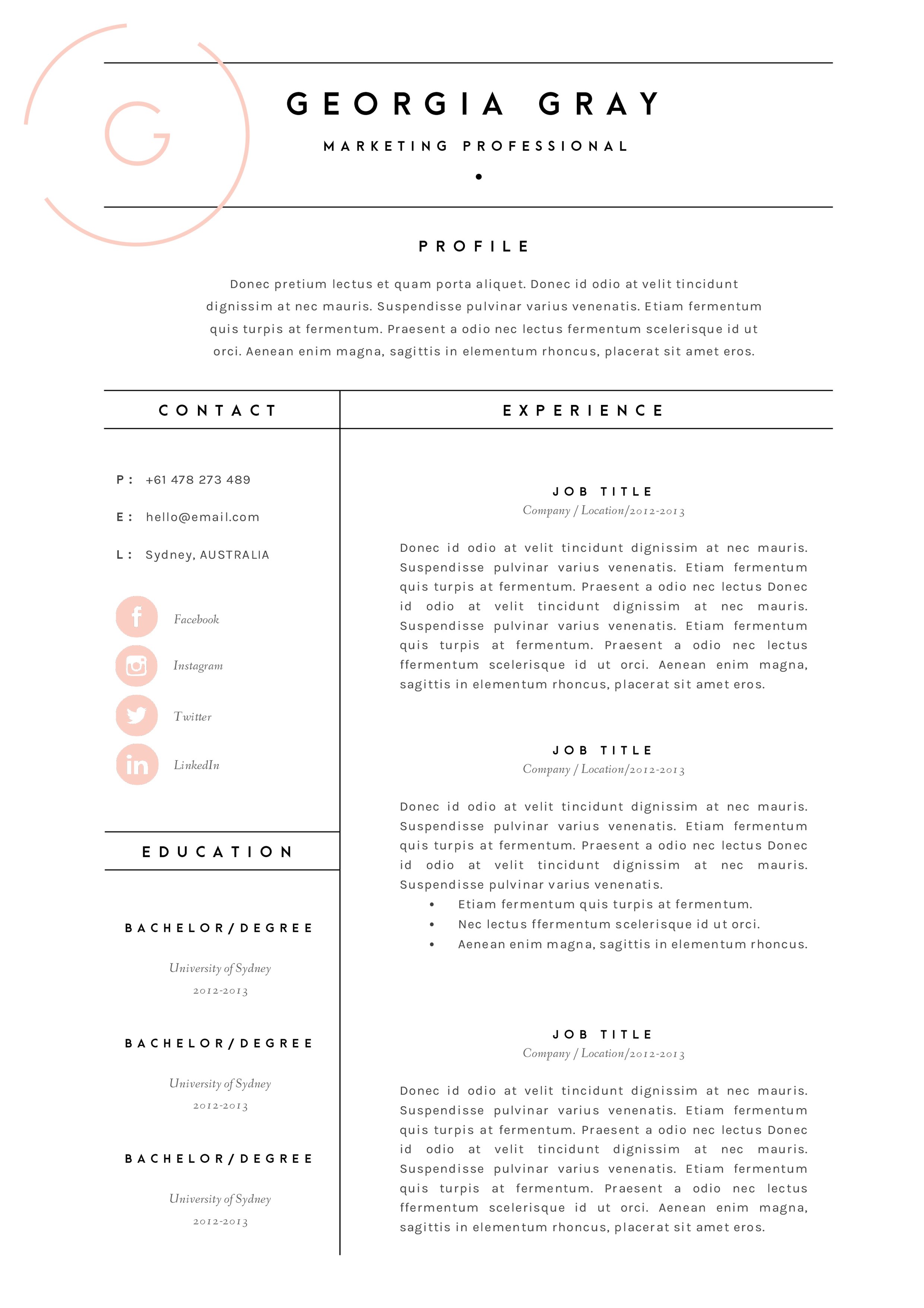 Professional resume with a red and black color scheme.