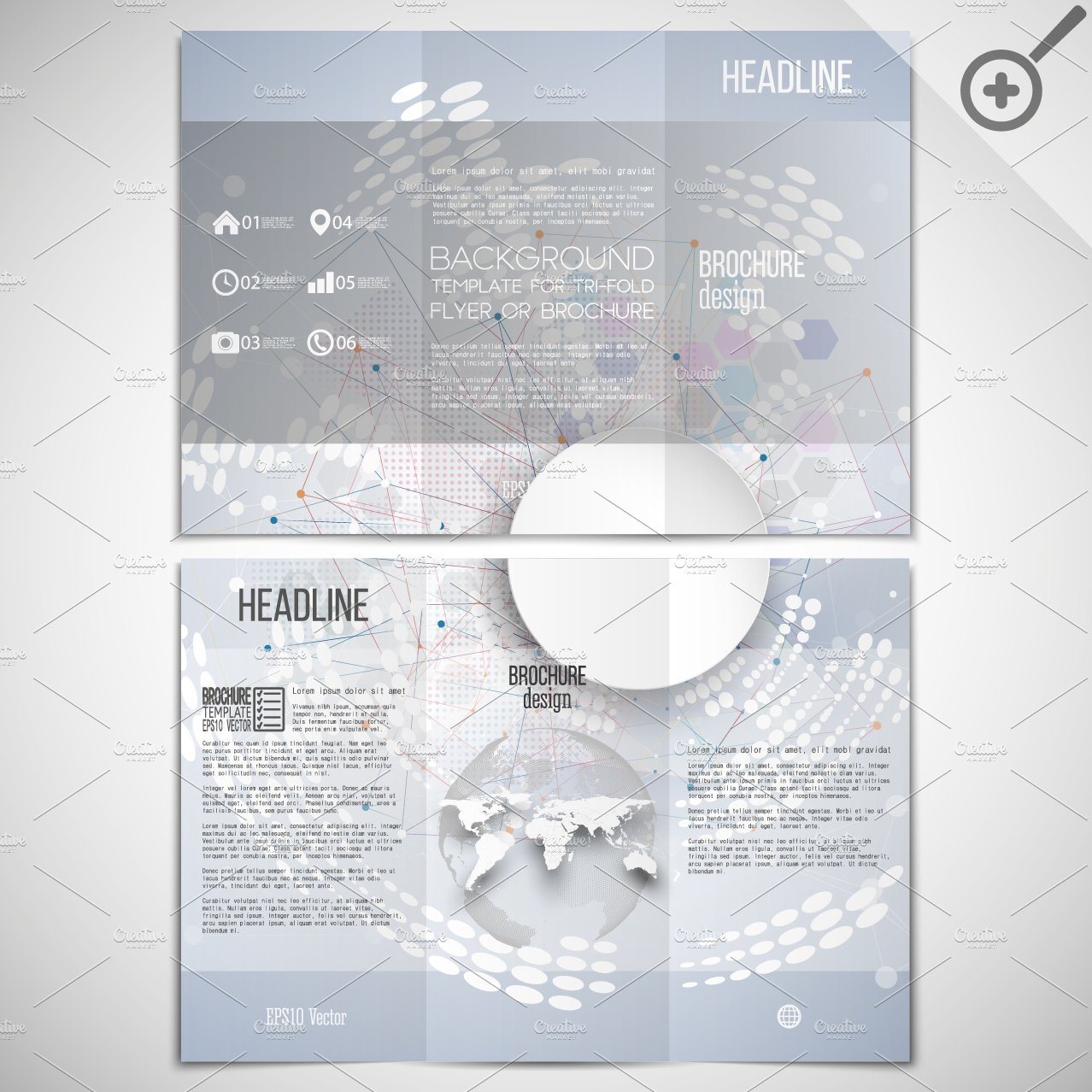 Vector set of tri-fold brochures preview image.