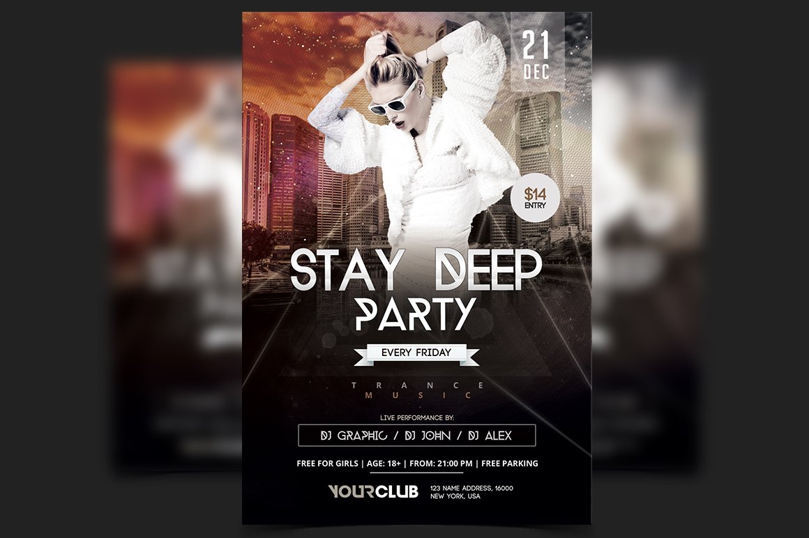 Stay Deep - PSD Party Flyer cover image.