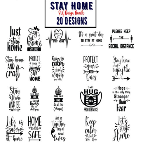 Stay Home Bundle 20 Designs cover image.