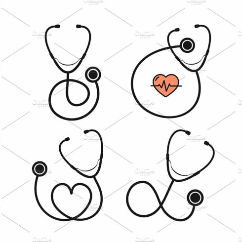 Cartoon Silhouette Stethoscope Set. cover image.