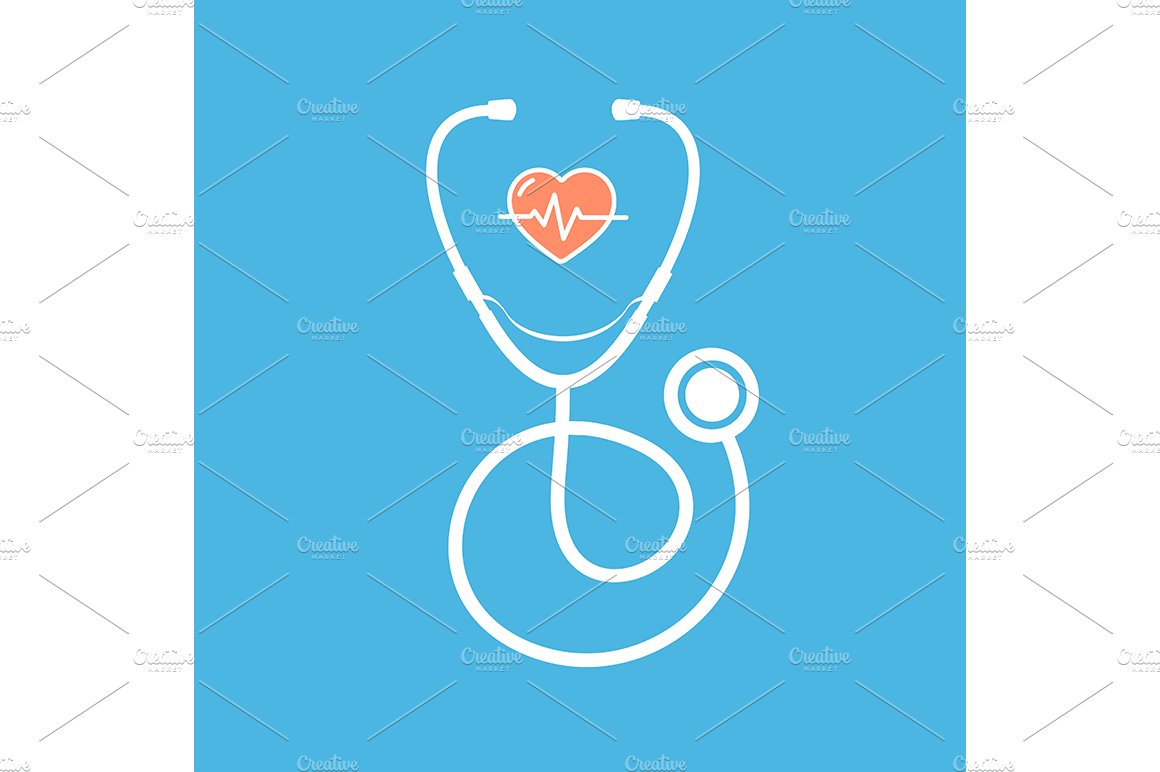 Cartoon Silhouette Stethoscope Set. preview image.