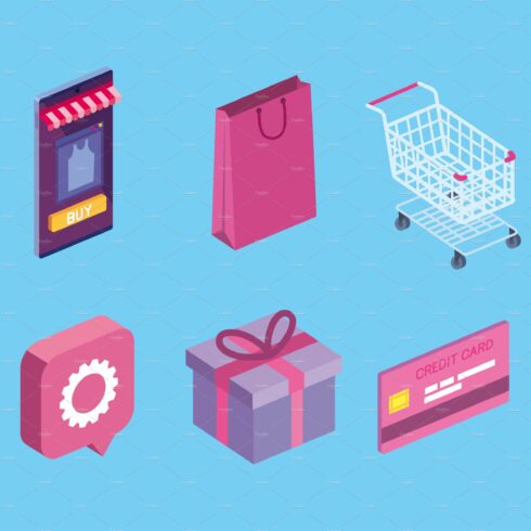 online shopping icons cover image.