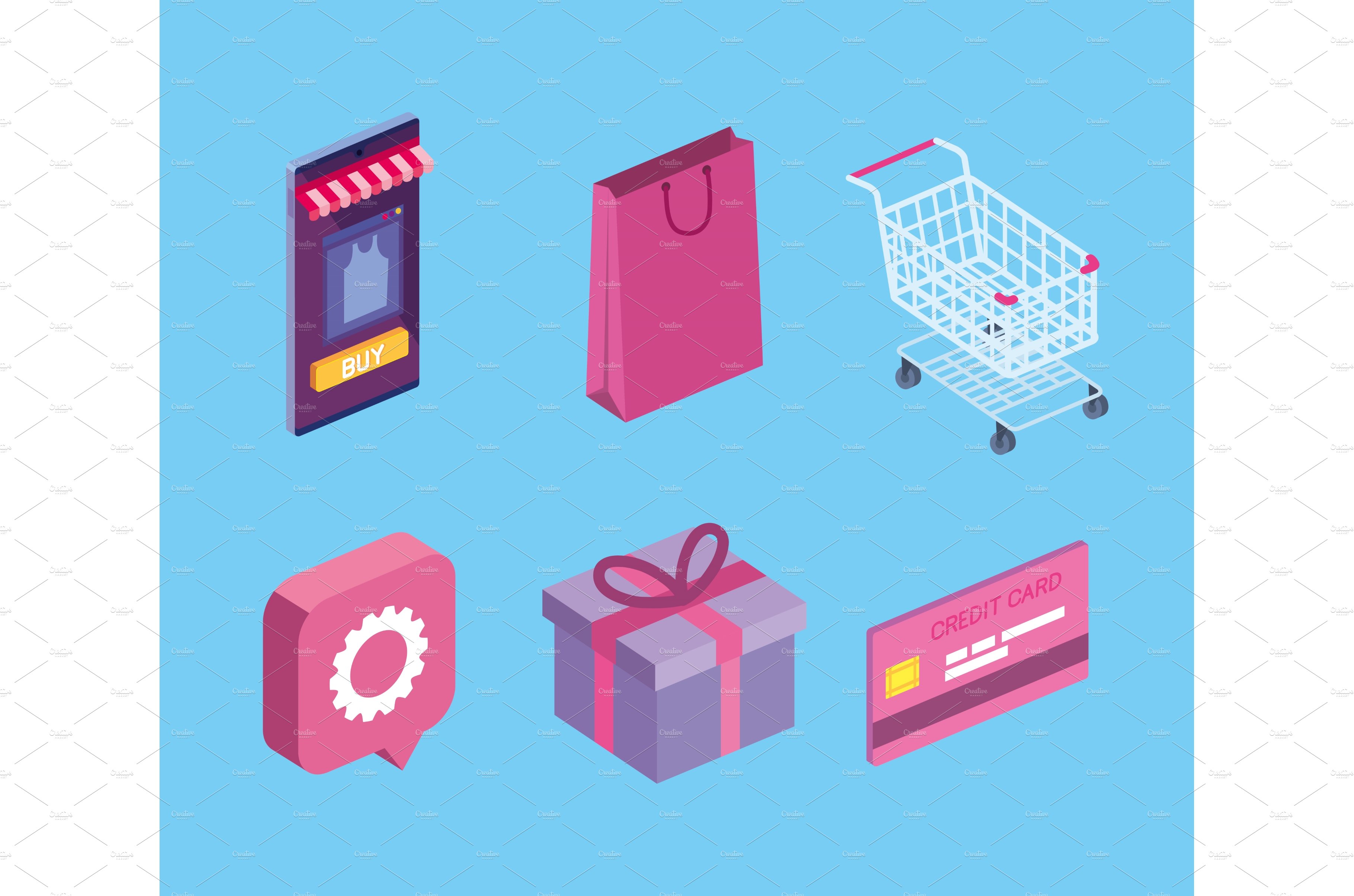 online shopping icons cover image.