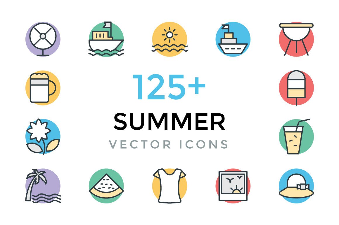 125+ Summer Vector Icons cover image.