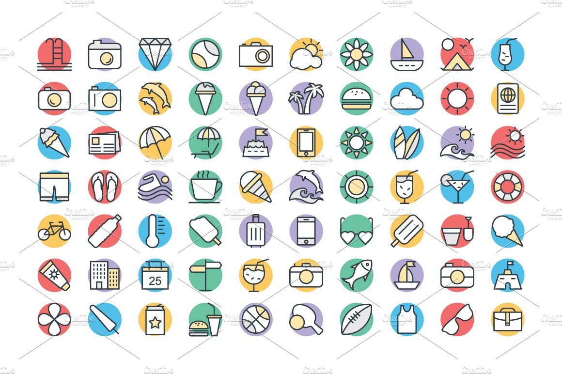 125+ Summer Vector Icons preview image.