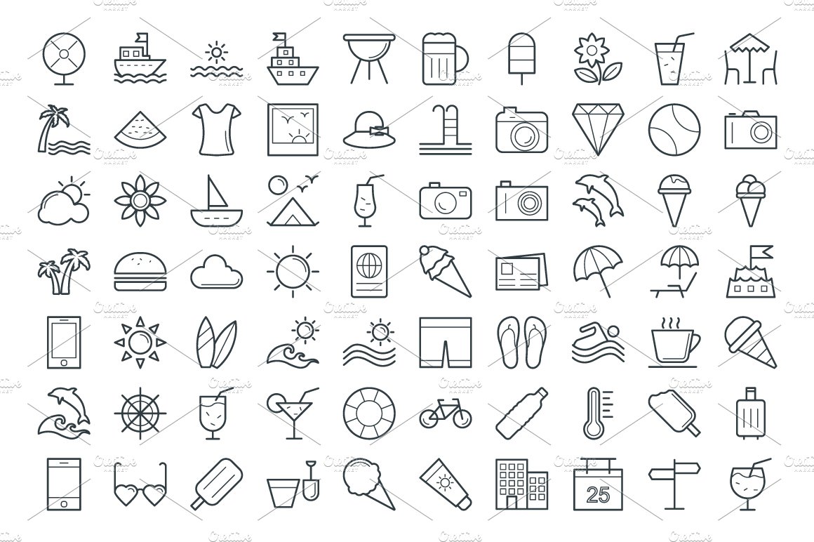125+ Summer Vector Icons preview image.