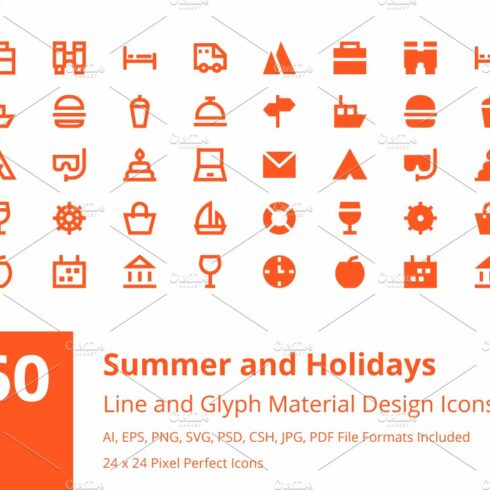 Summer and Holidays Material Icons cover image.