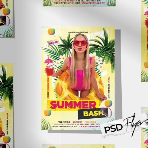 Summer Bash Party PSD Flyer Template cover image.