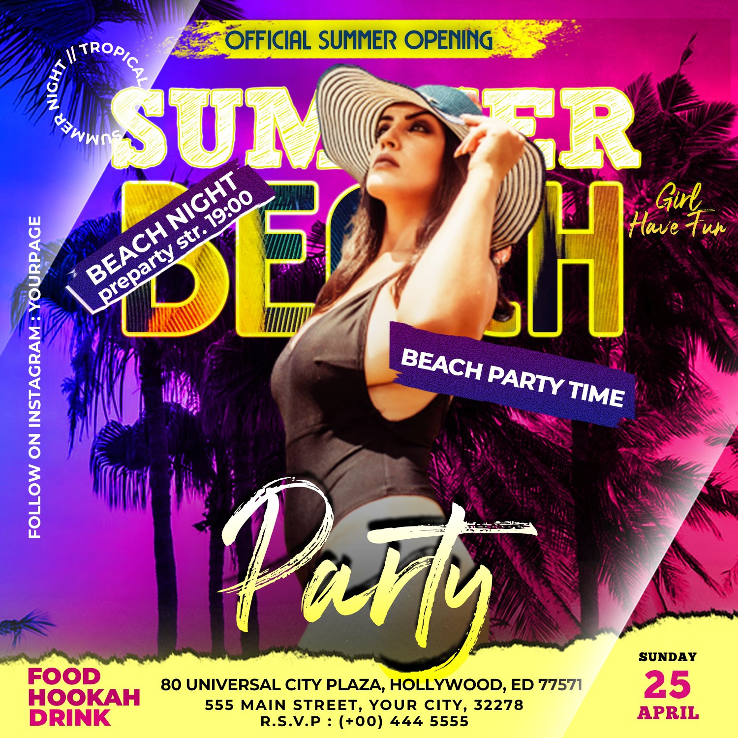 summer beach night instagram banner psd 402