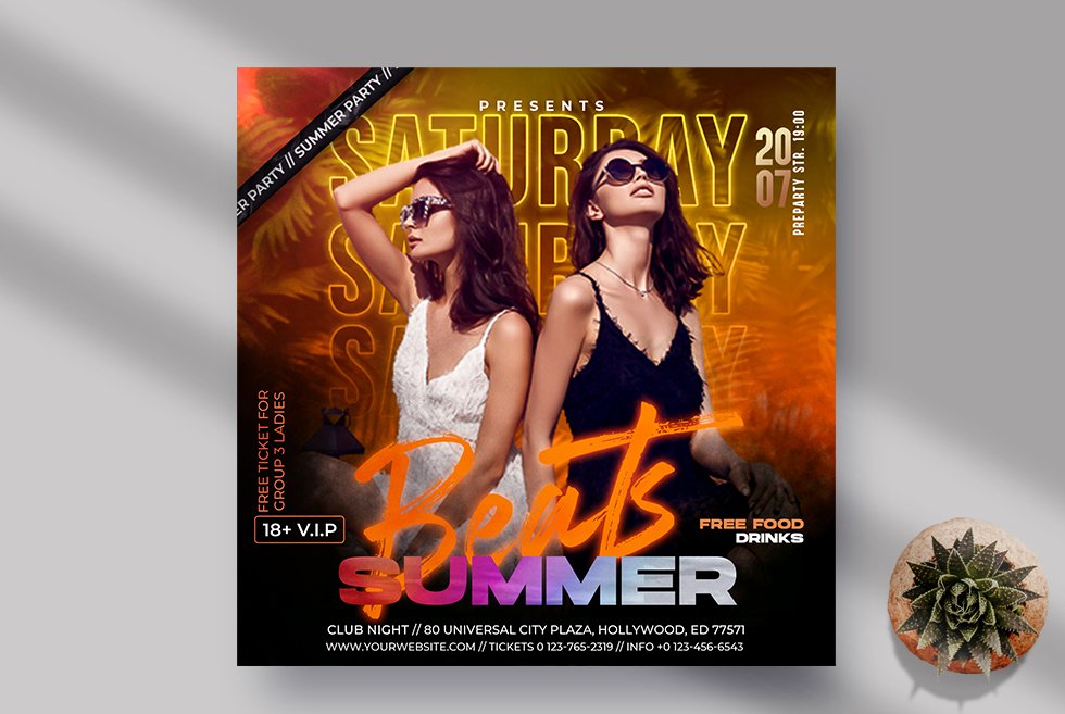 Summer Beats Party Instagram (PSD) cover image.