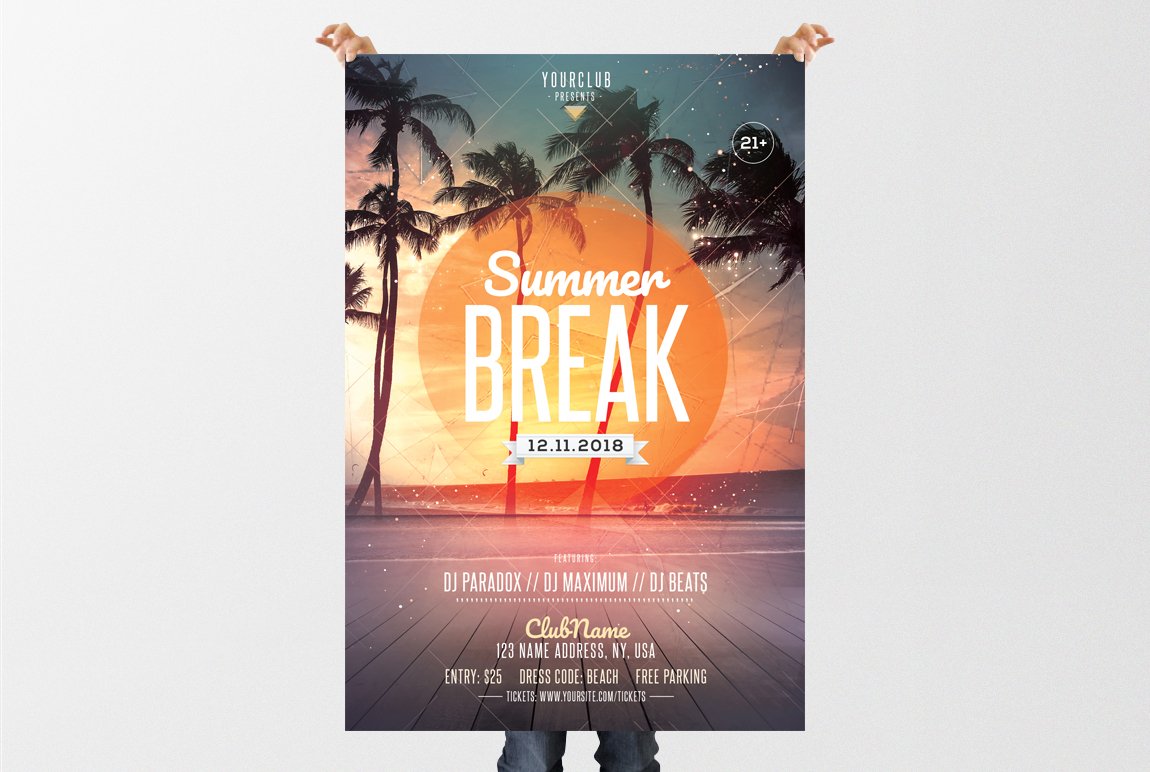 Summer Break - PSD Flyer Template preview image.