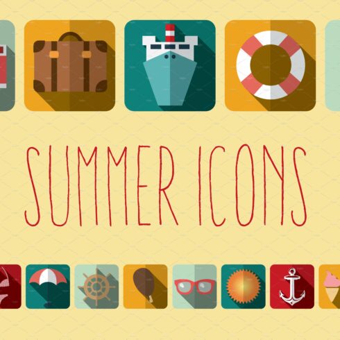Summer Vacation Flat Icons cover image.