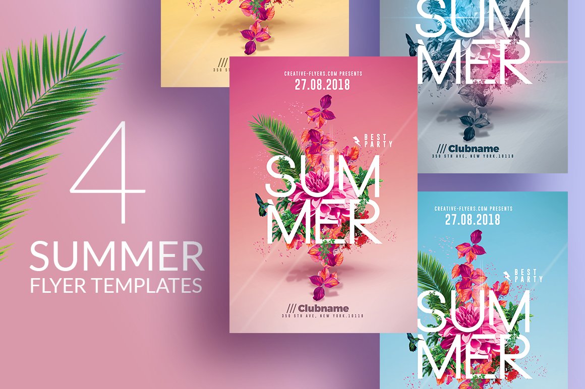 Summer Party | 4 Flyers Templates cover image.